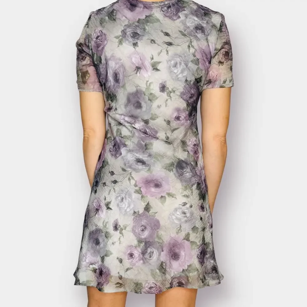 90s Dressbarn Gray and Lavendar‎ Dress